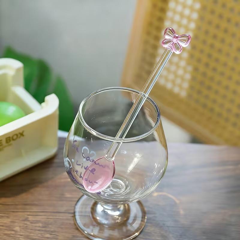Pink Bow-Adorned Glass Coffee  – обзор и цена Tea Coffee Utensils