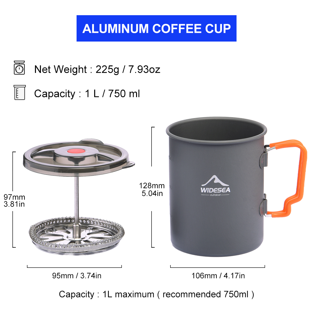 Widesea Camping Coffee Pot wit – обзор и цена French Press Glass